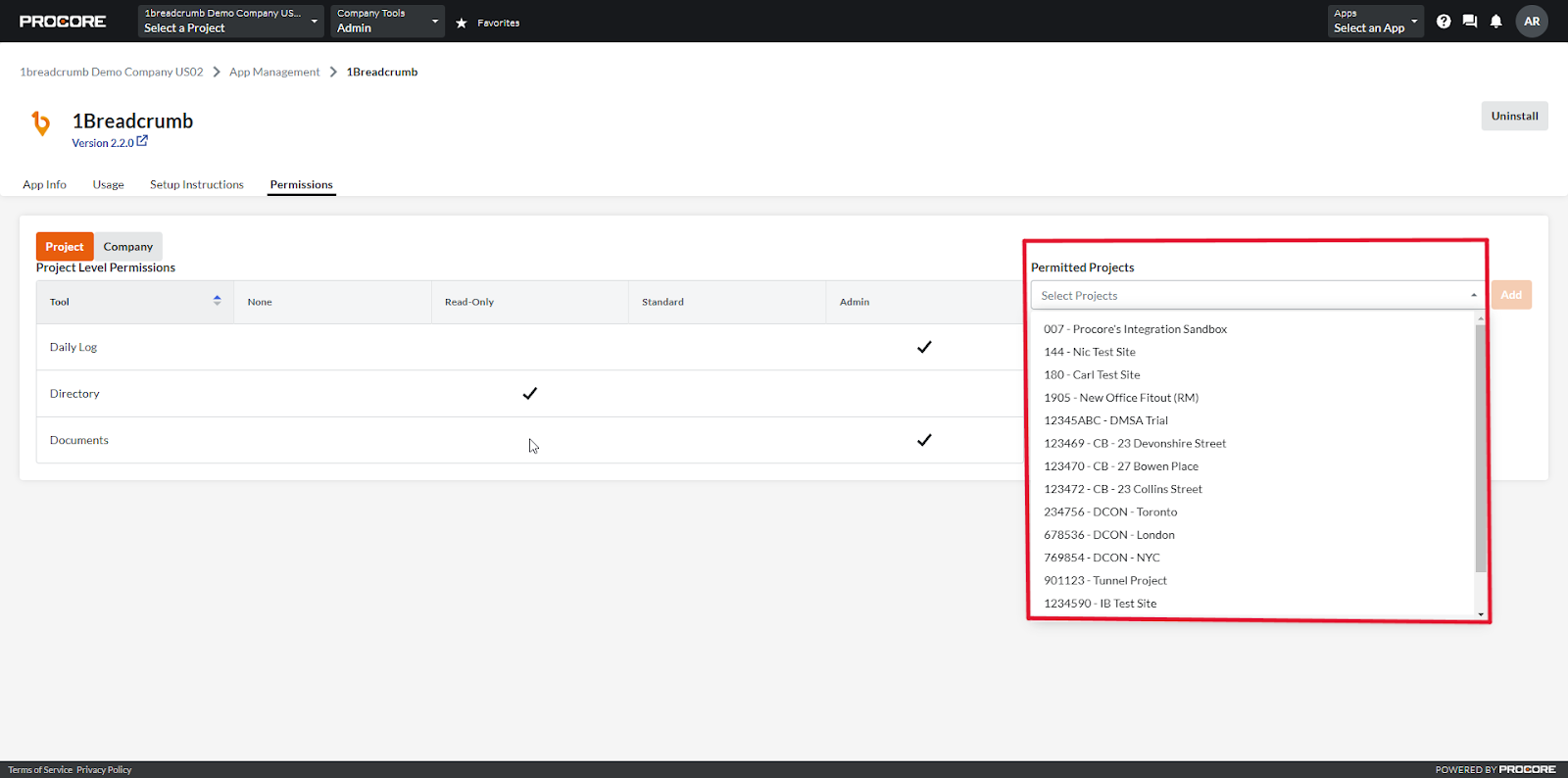Version 2.3.0 Update Procore Integration (Manual Project sync)