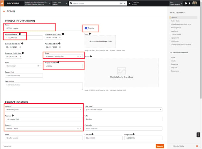 Admin Page settings