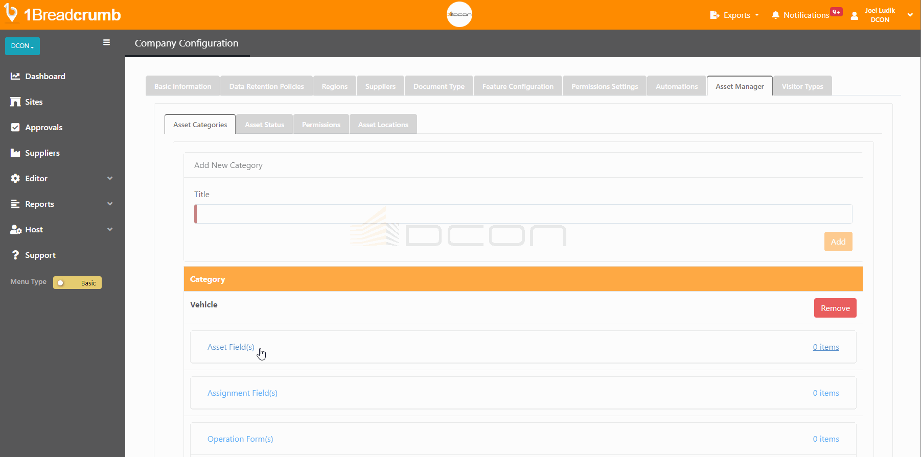 Asset Report Setup - 2