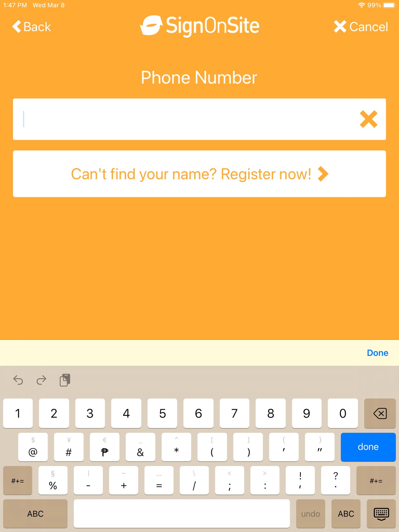 Sign on in your Kiosk App using your Name