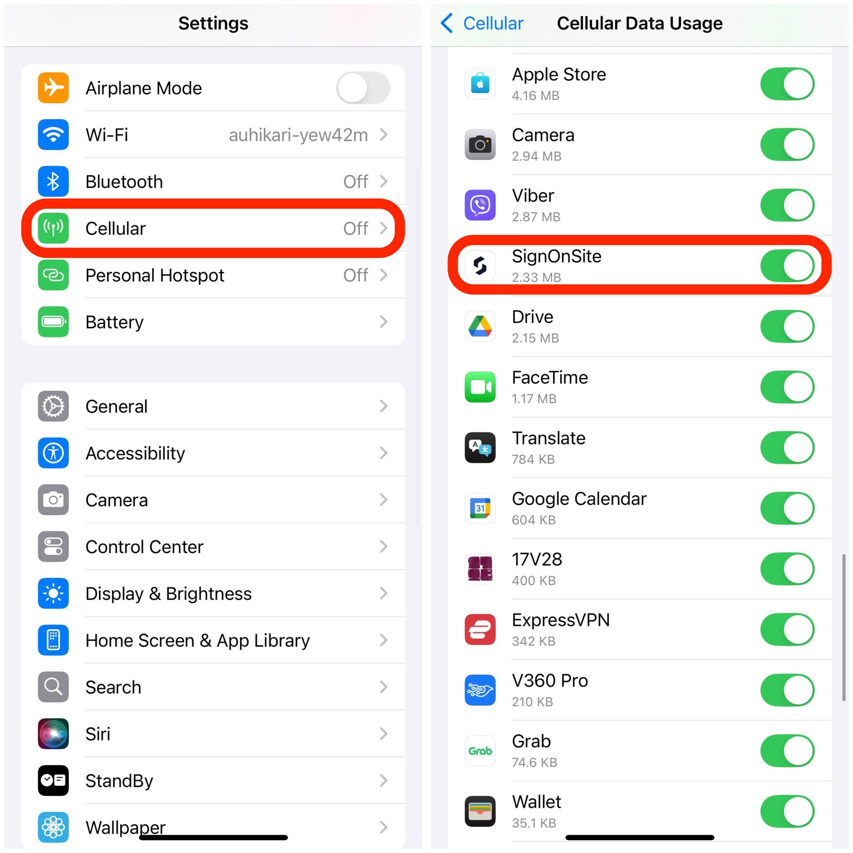 Analyzing SignOnSite's Data Usage on iOS