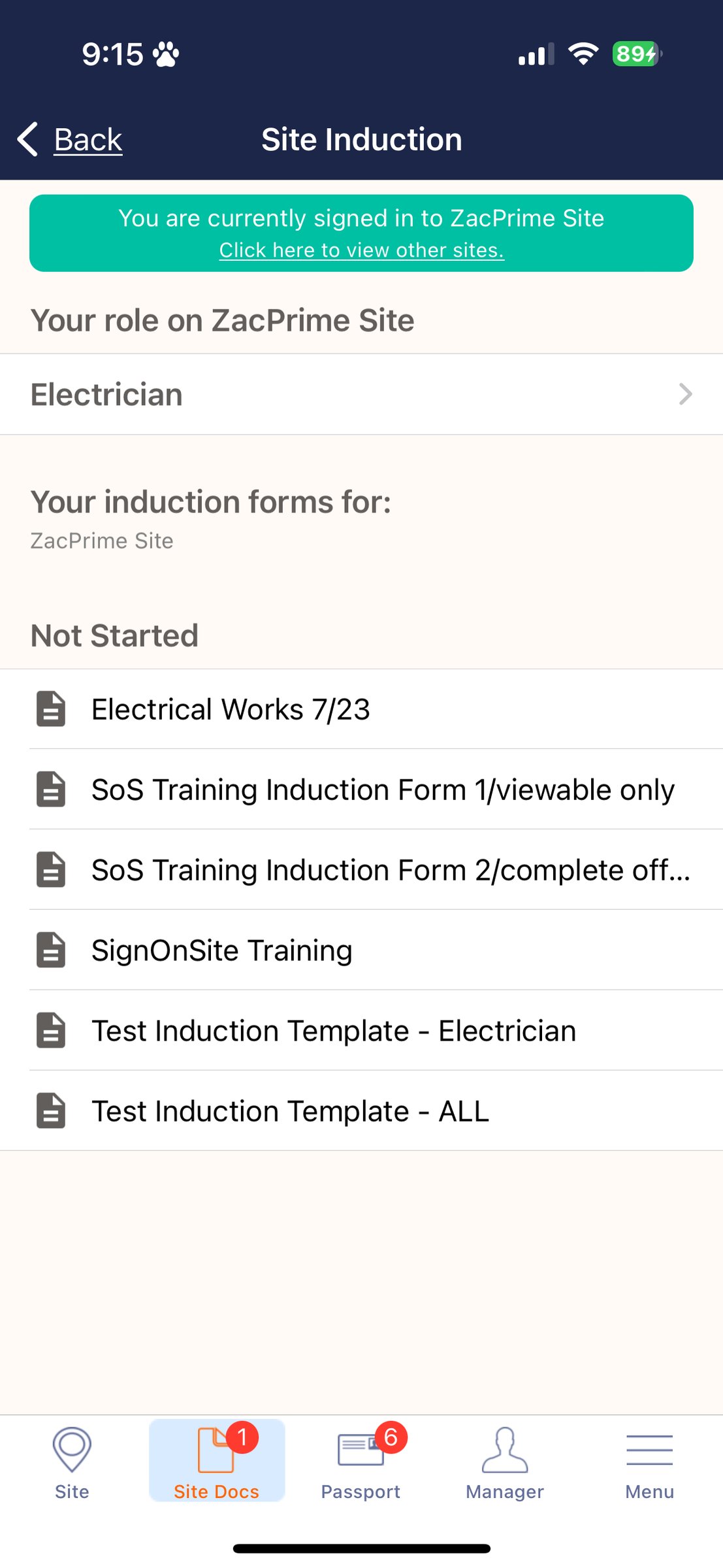 Workplace Induction Sign In Completing Site Inductions via Mobile App