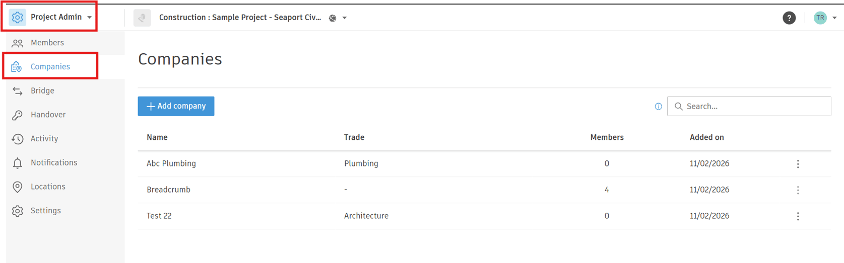 How Project Companies Sync to the Breadcrumb Site Supplier List
